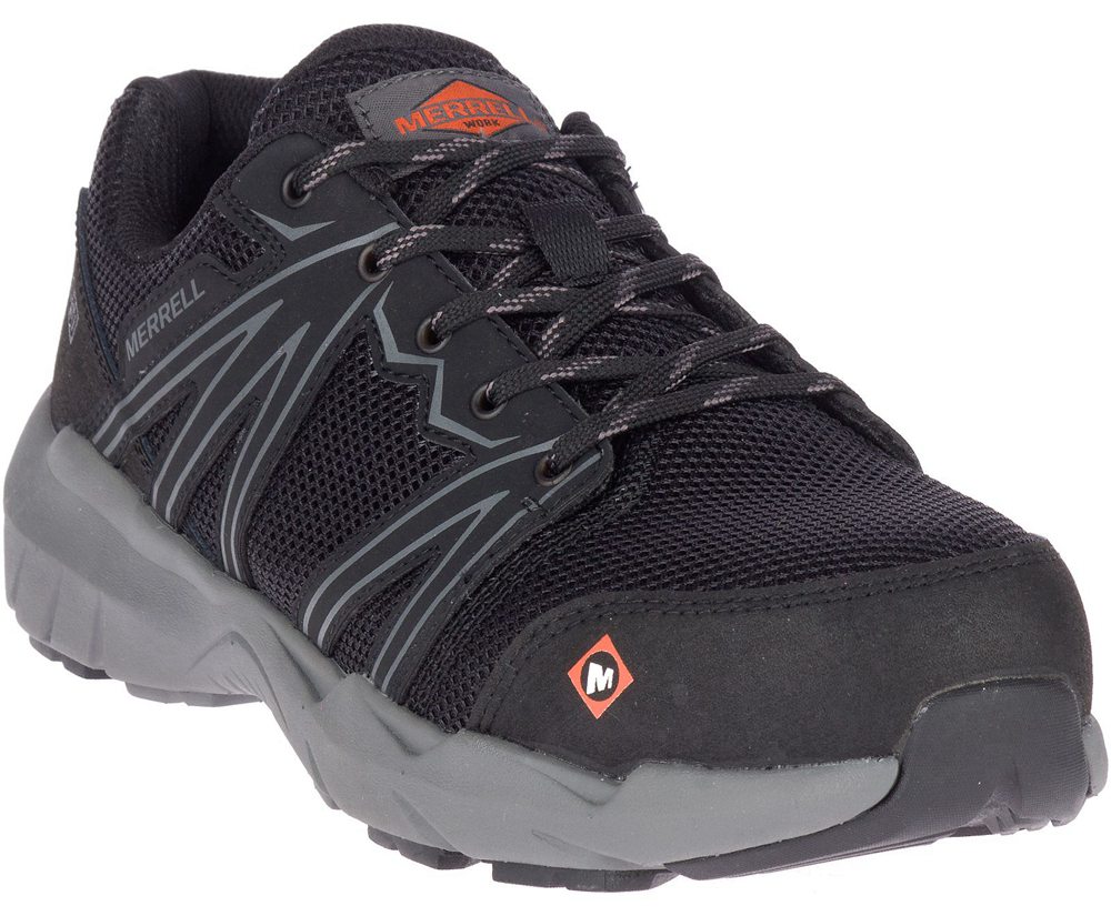 Merrell Work Shoes Black - Fullbench Superlite Alloy Toe SD+ Wide Width - Mens 38JNMESQV